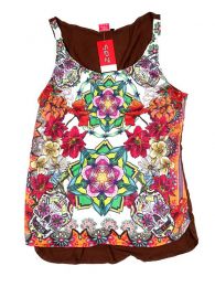 Modelo: Marrón Top y Blusas Hippies Alternativas - Topcon estampado de flores TOUN59 - Modelo Marrón