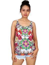 Detalle no seleccionable para compra Top y Blusas Hippies Alternativas - Topcon estampado de flores TOUN59.