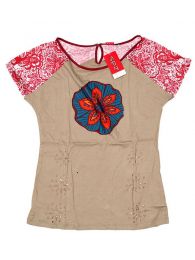 Modelo: Marrón Camisetas Blusas y Tops - Top con troquelado de hojas TOUN60 - Modelo Marrón