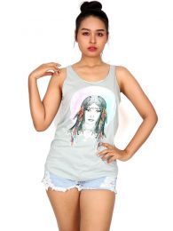 Detalle no seleccionable para compra Top y Blusas Hippie Boho Ethnic - Blusa con estampado de cara TOUN65.