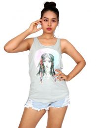 Detalle no seleccionable para compra Top y Blusas Hippie Boho Ethnic - Blusa con estampado de cara TOUN65.