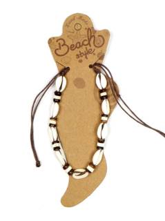 Tobillera Conchas y cuentas pez [TOVI11]. Tobilleras para comprar al por mayor o detalle  en la categoría de Bisutería y Plata Hippie Artesanal | ZAS.