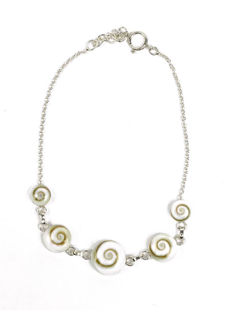 Pulsera Plata 5 Ojos de Shiva PUOJ04