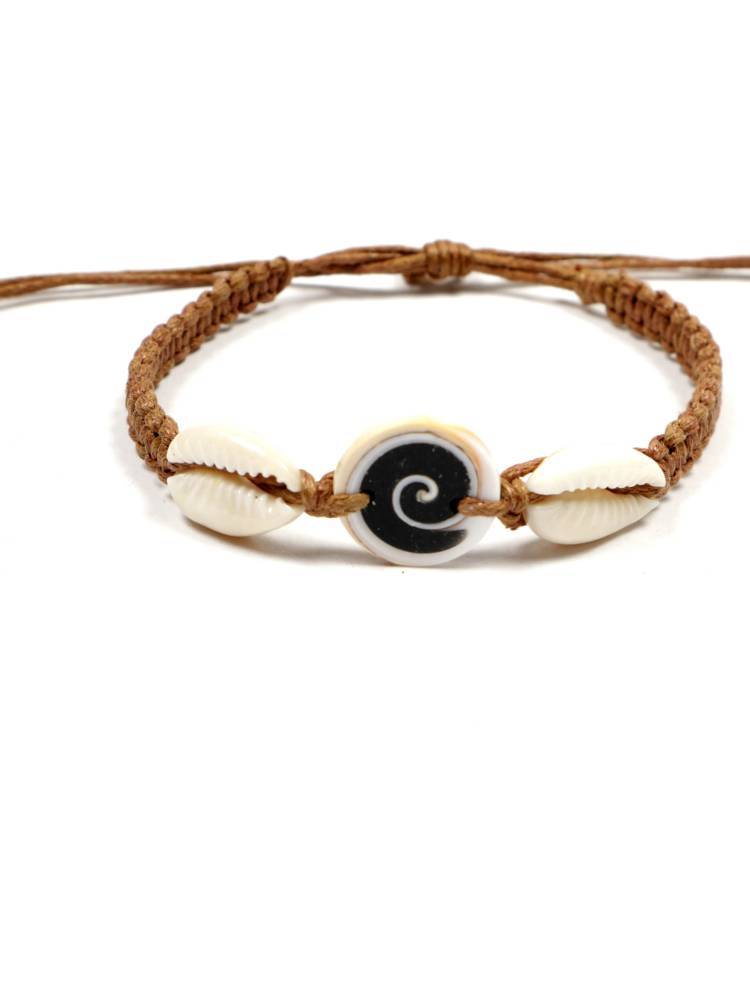 Pulsera hippie con concha espiral y conchas [PUVI51] para comprar al por Mayor o Detalle en la categoría de Pulseritas Eco
