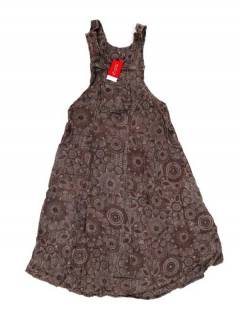 Modello: marrone Tute e Salopette / Abiti lunghi - Abito con gonna con bavaglino stampato VEEV15 - Modello marrone
