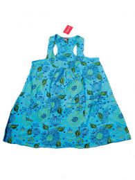 Modelo: Azul Vestidos Hippie Boho Alternativos - Vestido corto estampado con VEEV17 - Modelo Azul