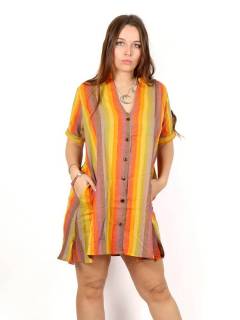 Vestido de rayas con botones de coco,  para comprar al por mayor o detalle  en la categoría de Ropa Hippie de Mujer | ZAS. [VEEV19]