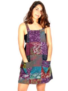 Vestido Corto Patchwork Estampado y Luna Bordada,  para comprar al por mayor o detalle  en la categoría de Ropa Hippie Bohemia de Mujer | ZAS. [VEEV32]
