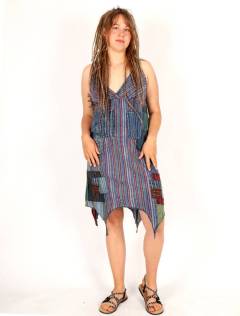 Vestido Patchwork Asimétrico con Movimiento Bohemio, para comprar al por mayor o detalle.[VEEV44]