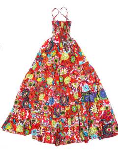 Modelo: Rojo Vestidos Hippies de Verano - Vestido de algodón VEHC03 - Modelo Rojo