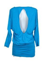 Vestido expandex manga larga con espalda abierta y fruncido en cadera, talla única, para comprar al por mayor o detalle.[VEJO06]
