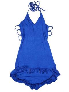 Vestidos Hippie Boho Alternativos - Vestido asimétrico VEJU06P - Modelo Azul