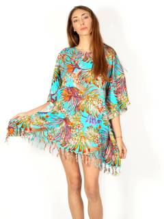 Vestido poncho estampado étnico amplio,  para comprar al por mayor o detalle  en la categoría de Ropa Hippie Bohemia de Mujer | ZAS. [VEPN06]