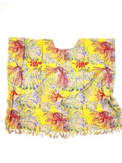 Modelo: Amarillo 25 Vestidos Hippies de Verano - Vestido Poncho con estampado VEPN06 - Modelo Amarillo 25