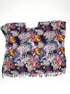 Modelo: Negro 25 Vestidos Hippies de Verano - Vestido Poncho con estampado VEPN06 - Modelo Negro 25