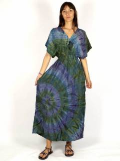 Vestido Largo Tie Dye media manga,  para comprar al por mayor o detalle  en la categoría de Ropa Hippie de Mujer Artesanal | ZAS. [VEPN07]