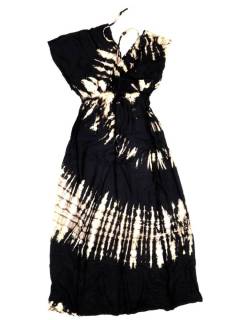 Monos, Petos y Vestidos largos - Vestido largo Tie Dye étnico VEPN07 - Modelo Negro