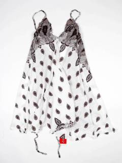 Modelo: Blanco ne Vestidos Hippies de Verano - Vestido corto estampado Étnico VEPN10 - Modelo Blanco ne