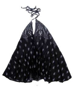 Modelo: Negro Vestidos Hippies de Verano - Vestido corto estampado Étnico VEPN10 - Modelo Negro