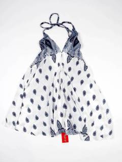 Modelo: Blanco az Vestidos Hippies de Verano - Vestido corto estampado Étnico VEPN10 - Modelo Blanco az