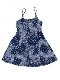Modelo: Azul Vestido hippie,100% algodón Mod Azul