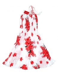 Modelo: Rojo Vestidos Hippie Etnicos - Vestido blanco con estampado VESG01 - Modelo Rojo