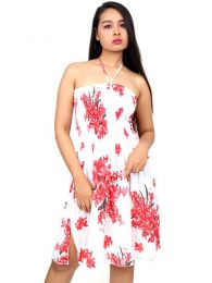 Detalle no seleccionable para compra Vestidos Hippie Etnicos - Vestido blanco con estampado VESG01.
