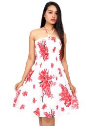 Detalle no seleccionable para compra Vestidos Hippie Etnicos - Vestido blanco con estampado VESG01.