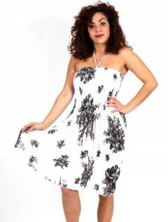 Vestido Blanco con estampado de flores,  para comprar al por mayor o detalle  en la categoría de Ropa Hippie de Mujer | ZAS Tienda Alternativa. [VESG01]