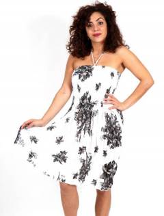 Vestido Blanco con estampado de flores,  para comprar al por mayor o detalle  en la categoría de Ropa Hippie Bohemia de Mujer | ZAS. [VESG01]