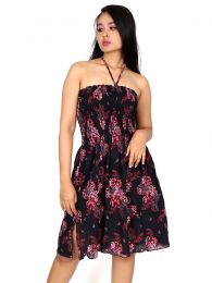 Detalle no seleccionable para compra Vestidos Hippie Etnicos - Vestido negro con estampado VESG02.