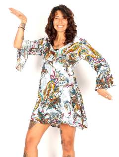 Vestido de rayón con estampados de flores, para comprar al por mayor o detalle.[VESN37]