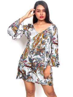Vestido de rayón con estampados de flores [VESN37]. Vestidos de Verano para comprar al por mayor o detalle  en la categoría de Ropa Hippie de Mujer Artesanal | ZAS.