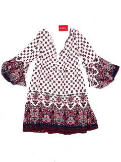 Modelo: Blanco Vestidos Hippies y Etnicos - Vestido hippie suelto con VESN38 - Modelo Blanco