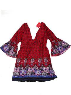 Outlet Ropa Hippie - Vestido hippie suelto con VESN38 - Modelo Rojo