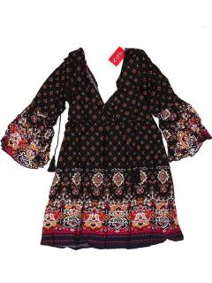 Modelo: Negro Vestidos Hippies y Etnicos - Vestido hippie suelto con VESN38 - Modelo Negro