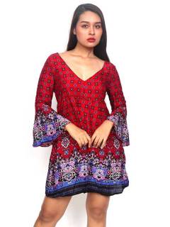 Vestido de rayón con estampados de flores. Outlet Ropa Hippie para comprar al por mayor o detalle  en la categoría de Outlet Hippie Artesanal  | ZAS.  [VESN38]