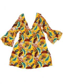 Vestidos de Verano - Vestido hippie suelto con VESN39 - Modelo Amarillo
