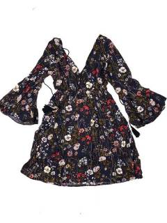 Modelo: Azul Vestidos Hippies y Etnicos - Vestido hippie suelto con VESN41 - Modelo Azul