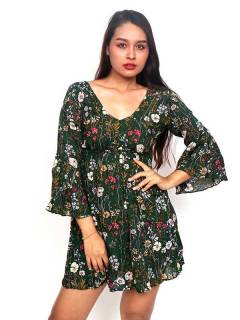 Vestido de rayón con estampados de flores [VESN42]. Vestidos Hippies de Verano para comprar al por mayor o detalle  en la categoría de Ropa Hippie de Mujer | ZAS.