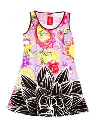Modelo: Rosa Vestidos Hippie Etnicos - Vestido de tirantes con estampado VEUN101 - Modelo Rosa