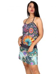 Detalle no seleccionable para compra Vestidos Hippie Boho Alternativos - Vestido de tirantes con estampado VEUN108.