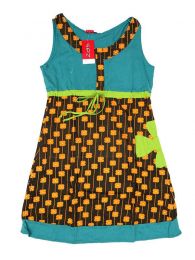 Modelo: Azul Vestidos Hippies Boho Étnicos - Vestido de tirante ancho con VEUN112 - Modelo Azul