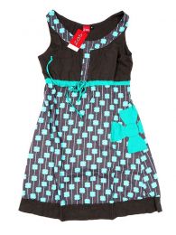 Modelo: Gris az Vestidos Hippies Boho Étnicos - Vestido de tirante ancho con VEUN112 - Modelo Gris az