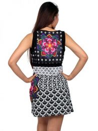 Detalle no seleccionable para compra Outlet Ropa Hippie - Vestido detalles estampados VEUN76.
