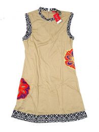 Modelo: Beige Vestidos Hippies Ethnic Boho - Vestido con detalles étnicos VEUN90 - Modelo Beige