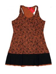 Modelo: Marron Vestidos Hippies Ethnic Boho - Vestido de tirantes estampado VEUN94 - Modelo Marron
