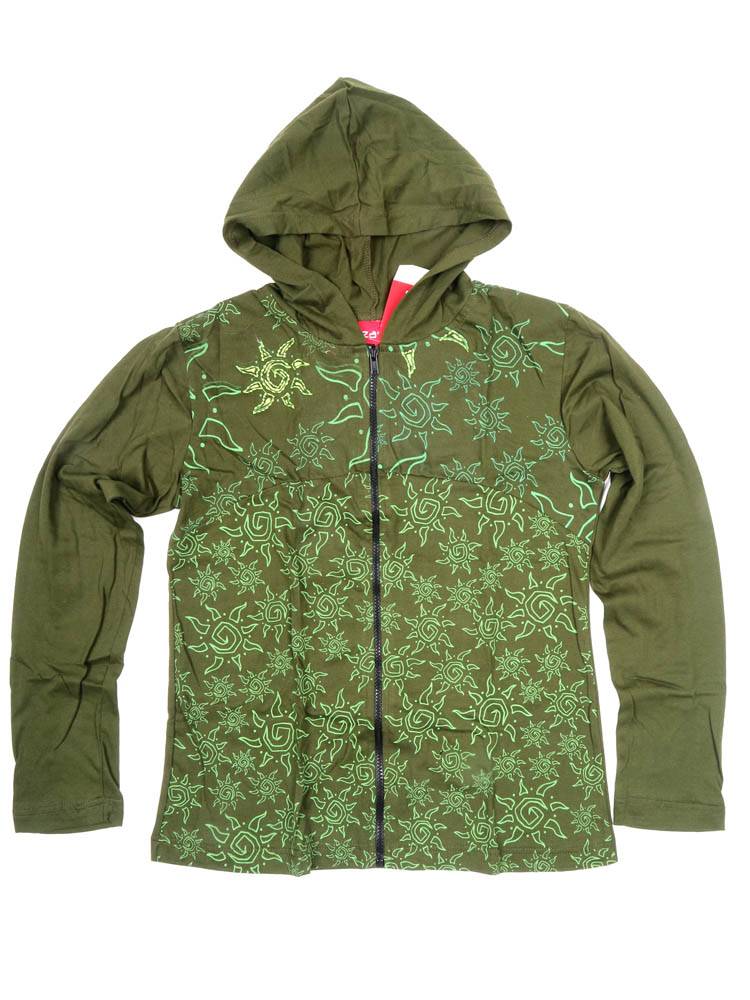 Sudadera con Estampado Solar Artesanal SUEV33 color Verde