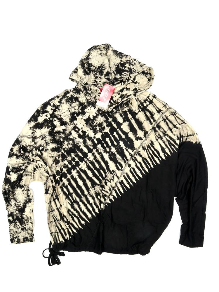 Sudadera Tie Dye con Corte Asimétrico SUJU01 color Negro be
