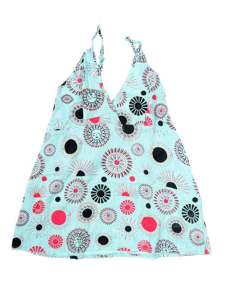 Top con Escote Cruzado y Estampado Solar TOEV19 color Azul